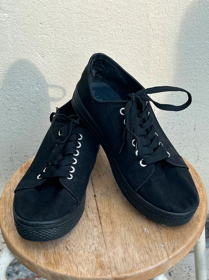 Chaussures baskets de villes noir avec plateforme - photo numéro 5