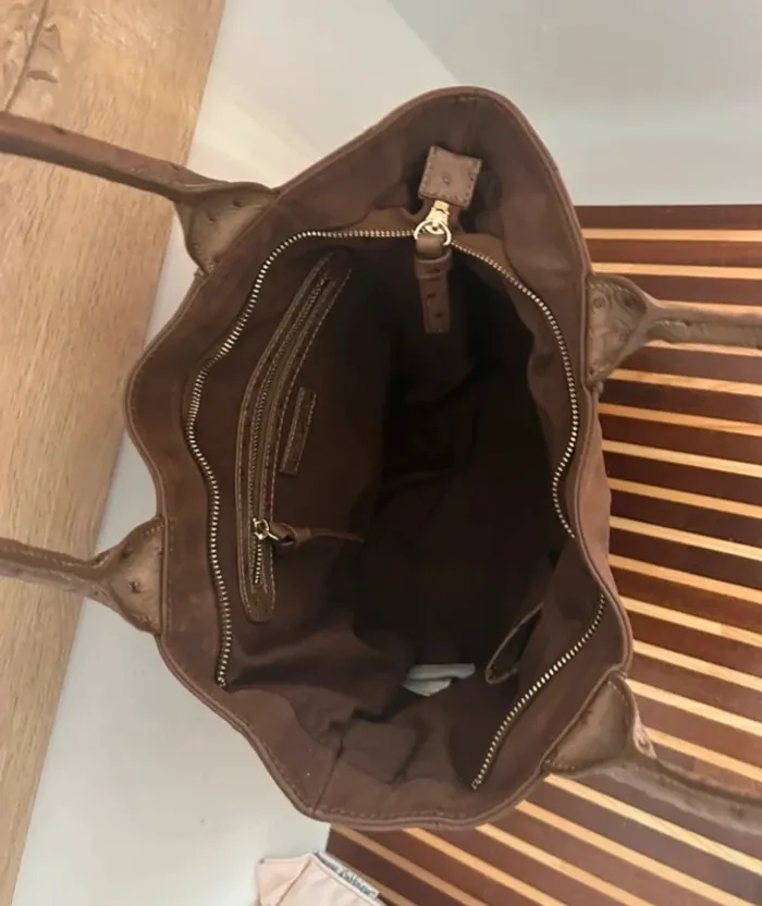 Caroll sac à main, cabas en cuir beige, Camel taupe - photo numéro 7