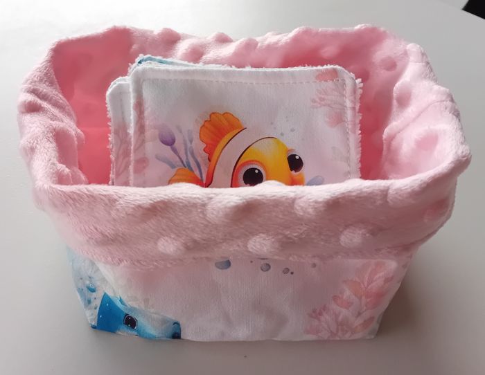 Panière + 6 lingettes thème de la mer