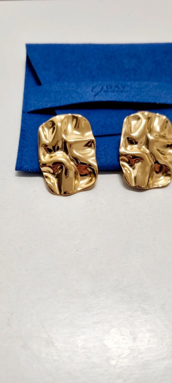 Boucles d'oreilles dorés acier inoxydable day june et jaspe - photo numéro 4