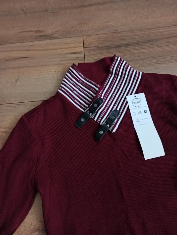 Pull bordeaux en maille Manches longues homme XL - photo numéro 2