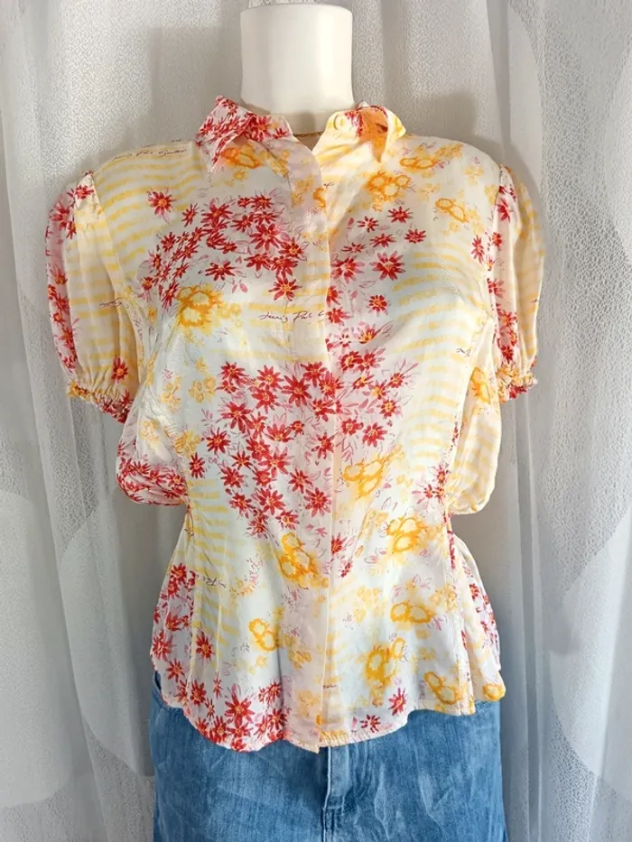 Jean Paul Gaultier | chemisier fleuri | t. S