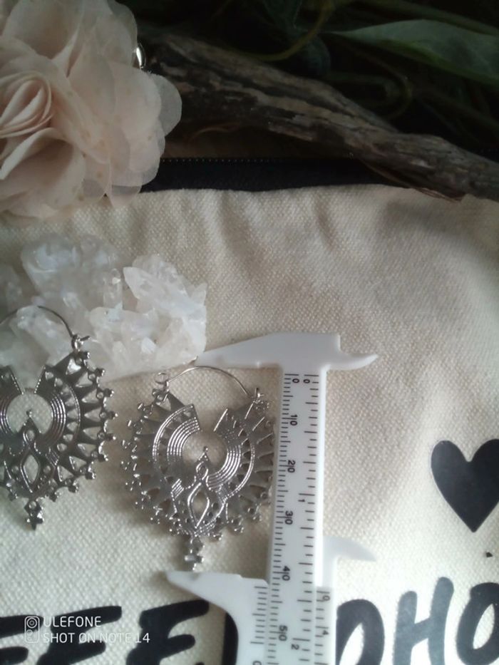 Boucles d'oreilles bohèmes vikings argentées - photo numéro 2