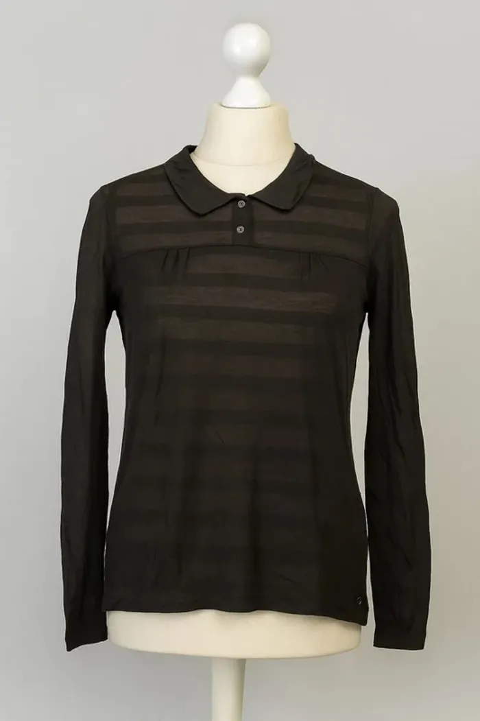 Tee shirt manche longue semi transparent gris foncé La Fée Maraboutée Taille 14 ans - photo numéro 2