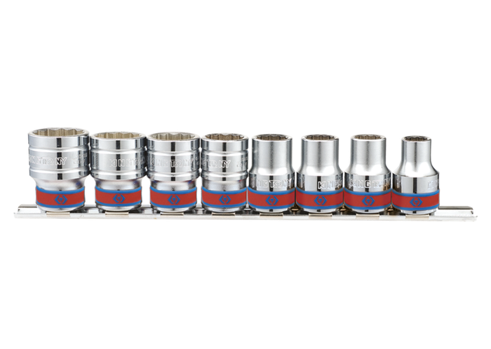 Jeu de douilles en pouces 1/2" sur rail - 8 piècess - KINGTONY 4010SR