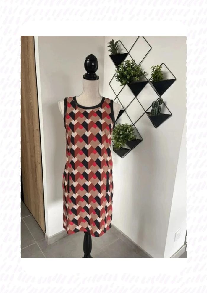 Robe fluide chipie taille 34 à motif géométrique - photo numéro 2