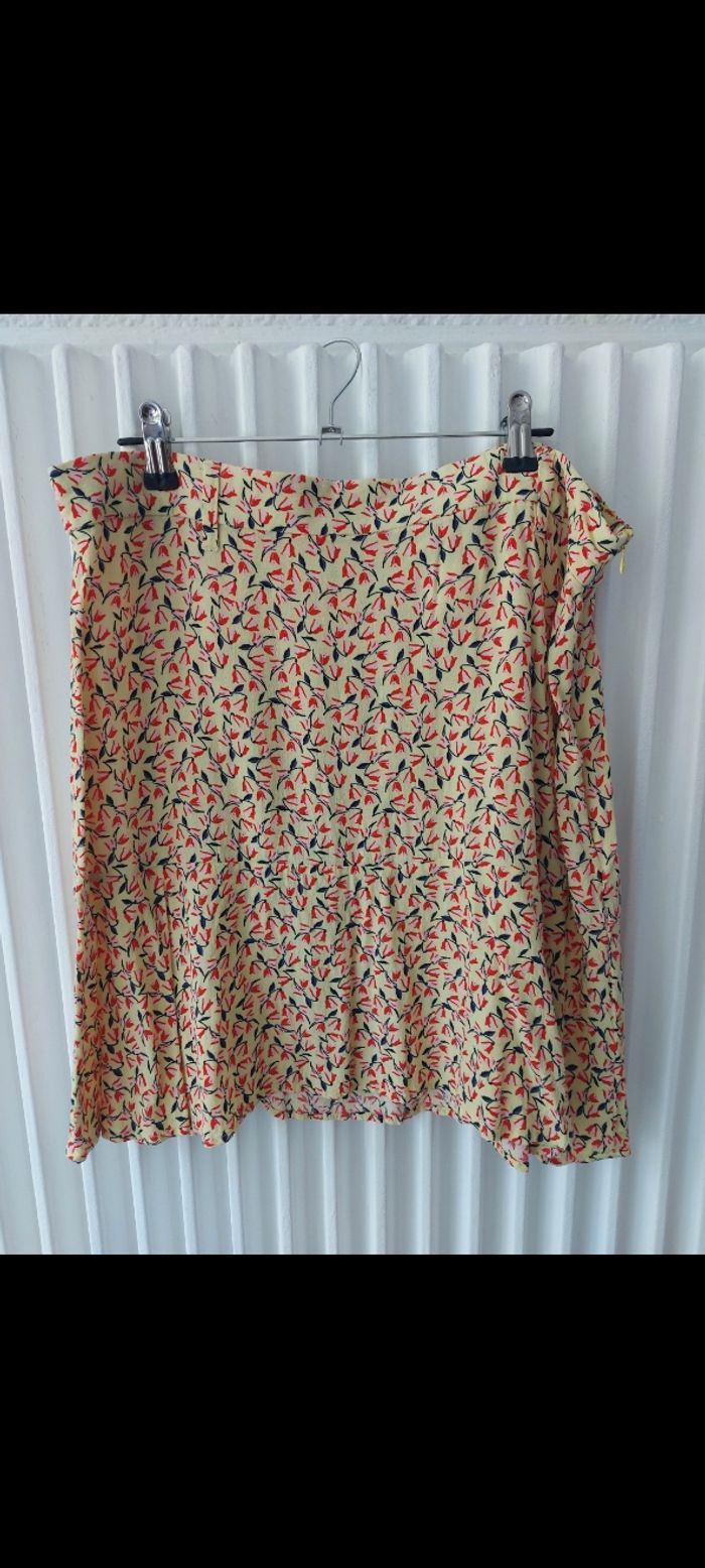 Jupe fluide jaune motifs Camaieu