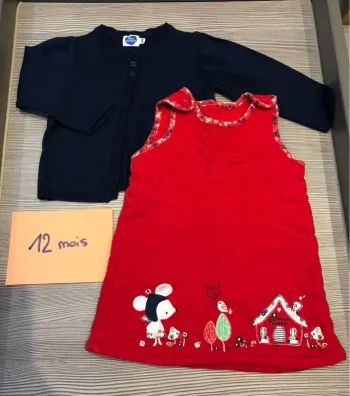 Ensemble fille Gilet et robe 12/18 mois