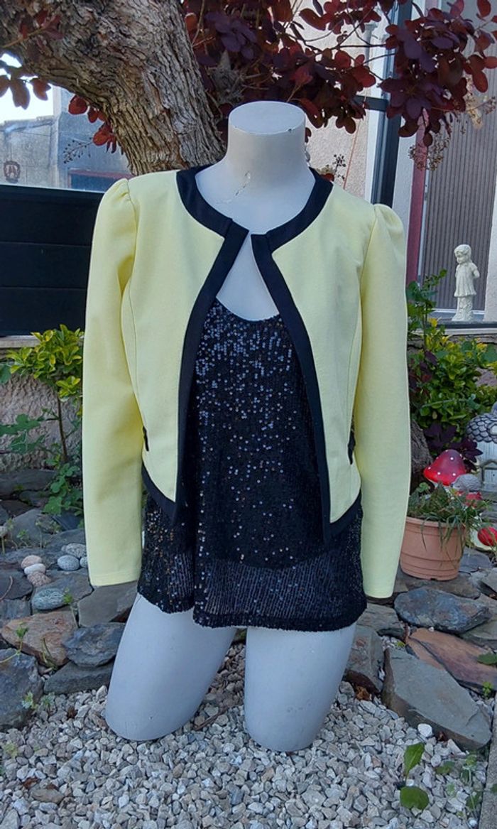 Veste blazer vintage jaune T 36 - photo numéro 3
