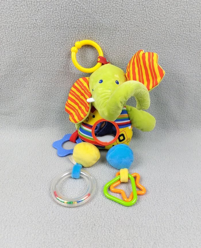 Doudou peluche éléphant éveil vert OUATOO FIRST LOGITOYS TTBE