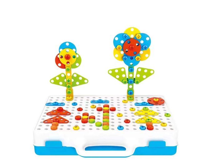 Trousse à outils portative - Jeu de construction avec perceuse pour enfants - 151 pièces neuves - photo numéro 3