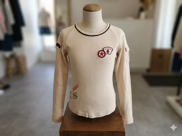 T shirt manches longues beige Taille 14 ans LULU CASTAGNETTE - photo numéro 4