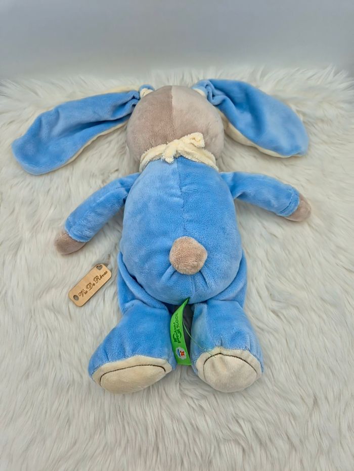 Doudou peluche Lapin Bleu beige/écru Sweet Star bandana Nicotoy - photo numéro 4