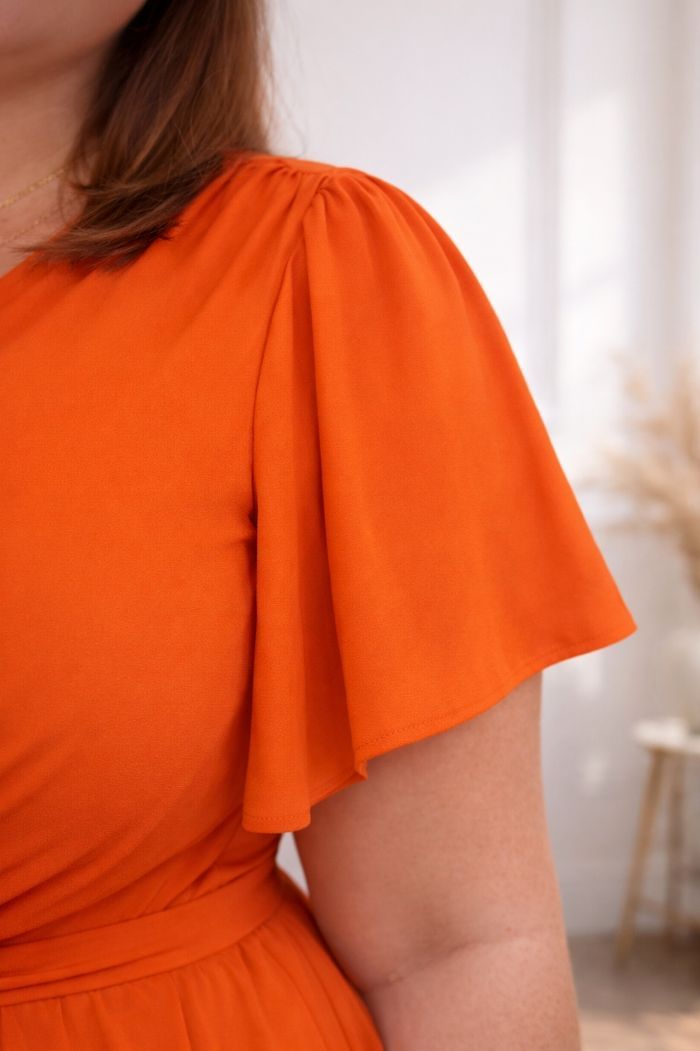 Robe d été manches courtes papillon orange corail vitaminé Femme taille 54 marque Asos 💍 - photo numéro 3