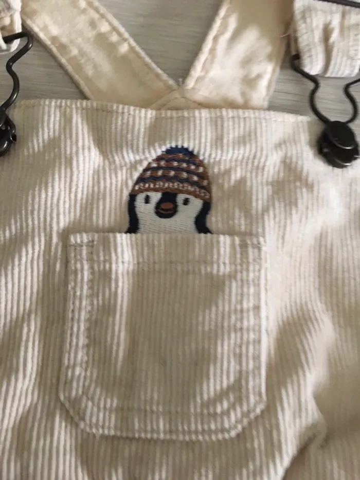 Ensemble salopette velours + t-shirt + pull 9 mois sergent major - photo numéro 6