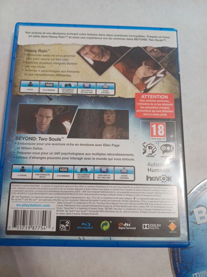 Heavy Rain & Beyond Two Souls Playstation 4 (PS4) - photo numéro 3