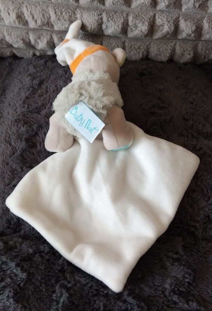 Doudou ours pantin Oscar - mouchoir et bonnet de nuit - Baby Nat - photo numéro 2