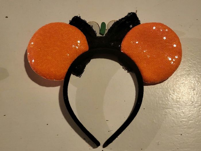 Serre tête oreille ears style Disney Mickey potiron Halloween a paillettes orange - photo numéro 2