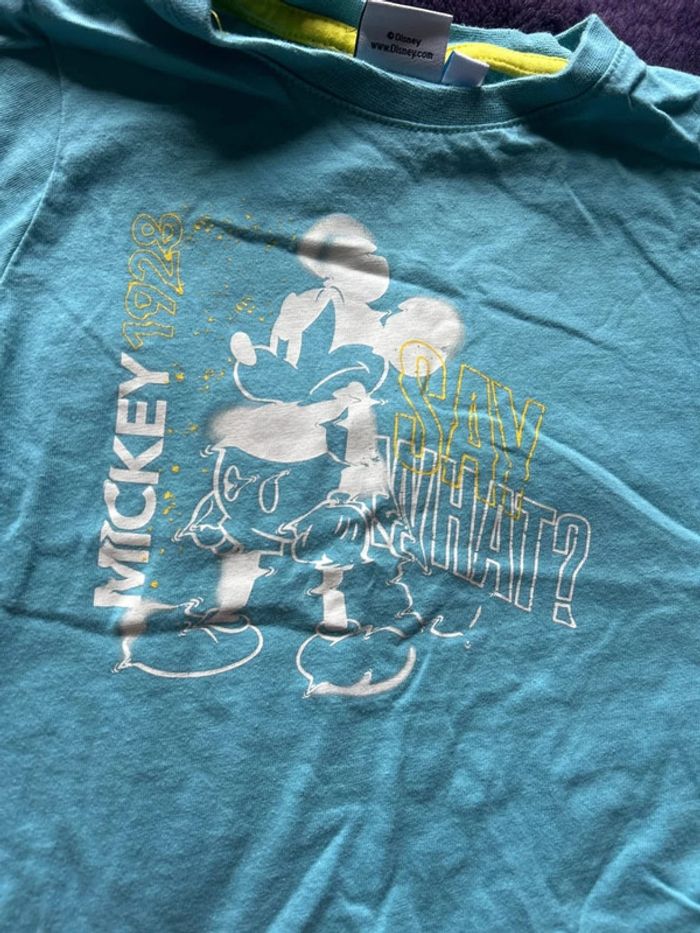 T-shirt garcon en coton bleu turquoise Mickey Disney taille 3 ans - photo numéro 2