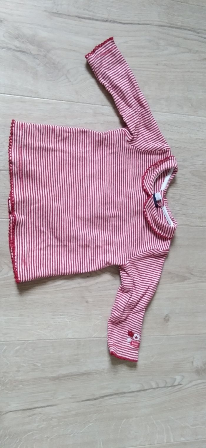 Marinière rouge et blanche col 6 mois