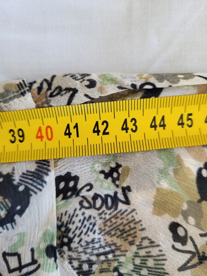 Blouse manches courtes à motifs écrue beige kaki IKKS Taille 42 - photo numéro 9