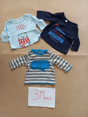 Lot 3 T-Shirts ML 3 mois