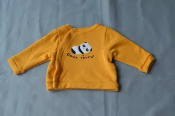 pull bébé moutarde panda - 3-6 mois