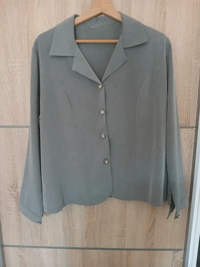 Veste vintage gris M chic doré et ocre