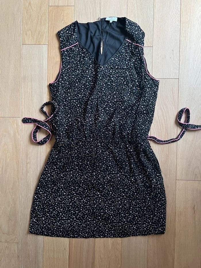 Robe noir à fleur - Jacqueline riu - état satisfaisant- taille 46
