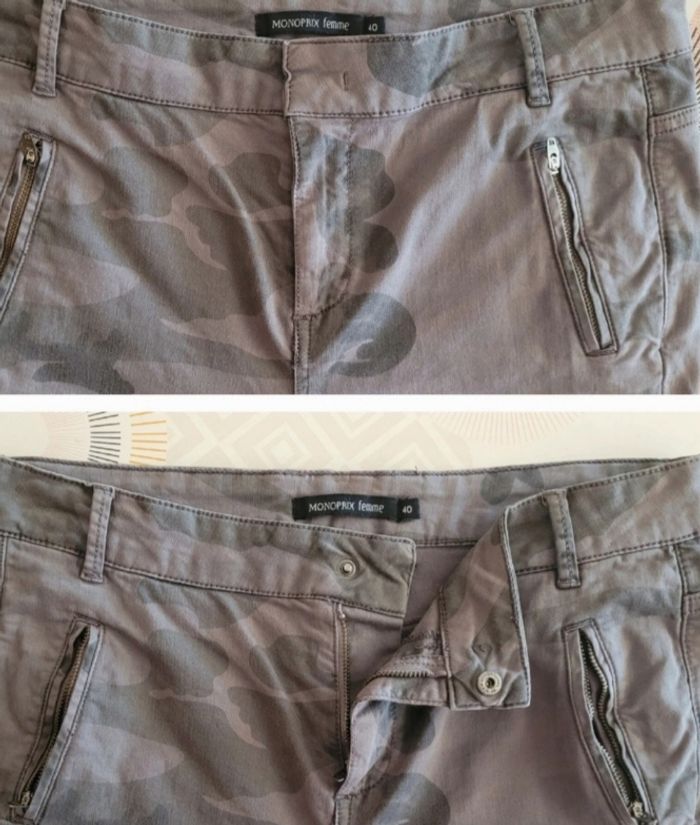 Monoprix Pantalon/Jean Skinny  TFr38 -Imprimé Militaire Tons Gris souris avec 4%Élasthanne en TBE - photo numéro 5