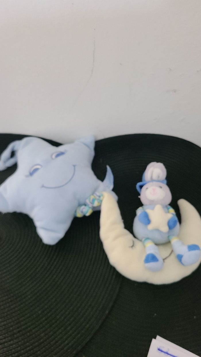 Doudou musical étoile lapin bleu blanc sur lune GIPSY - photo numéro 5