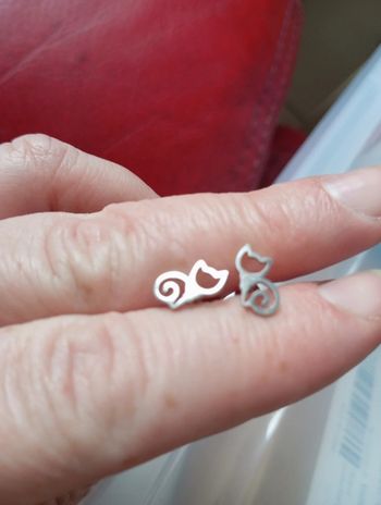 Bloucles oreilles chat neuves argentées