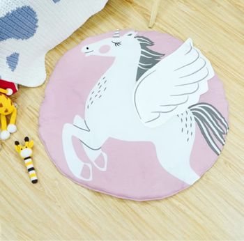 Tapis rond bébé licorne 🦄 rose – déco chambre enfant, aire de jeu douce
