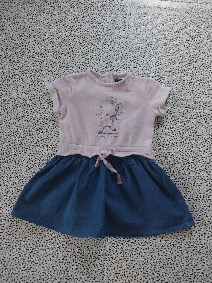 Robe bébé KIABI 18 mois – haut molleton rose & jupe jean