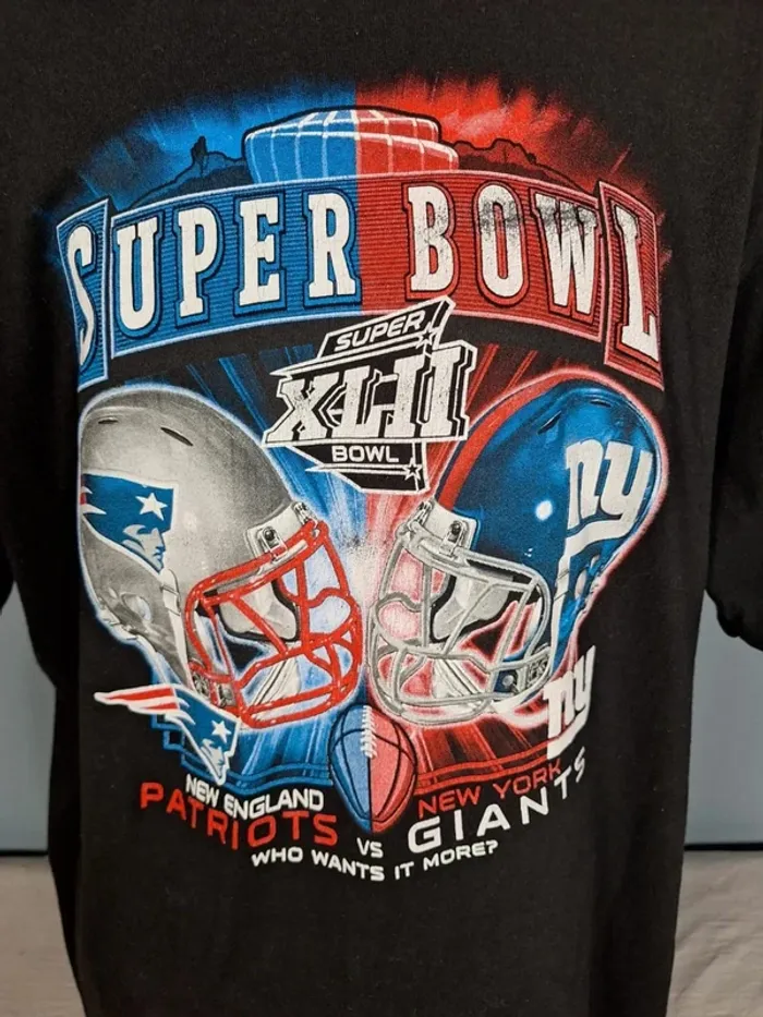T-shirt NFL Super Bowl XLII Patriots vs Giants – Reebok – Vintage 2008 – Taille XL (628) - photo numéro 4