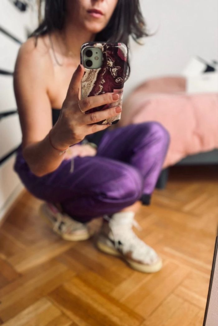 Pantalon métallisé violet T38 - photo numéro 5