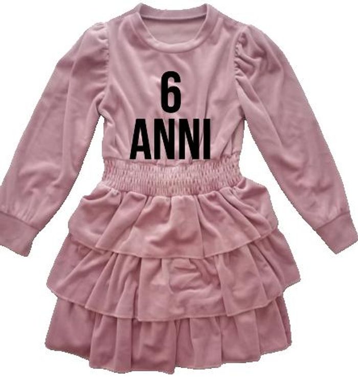 Vestito rosa di velluto 6 anni