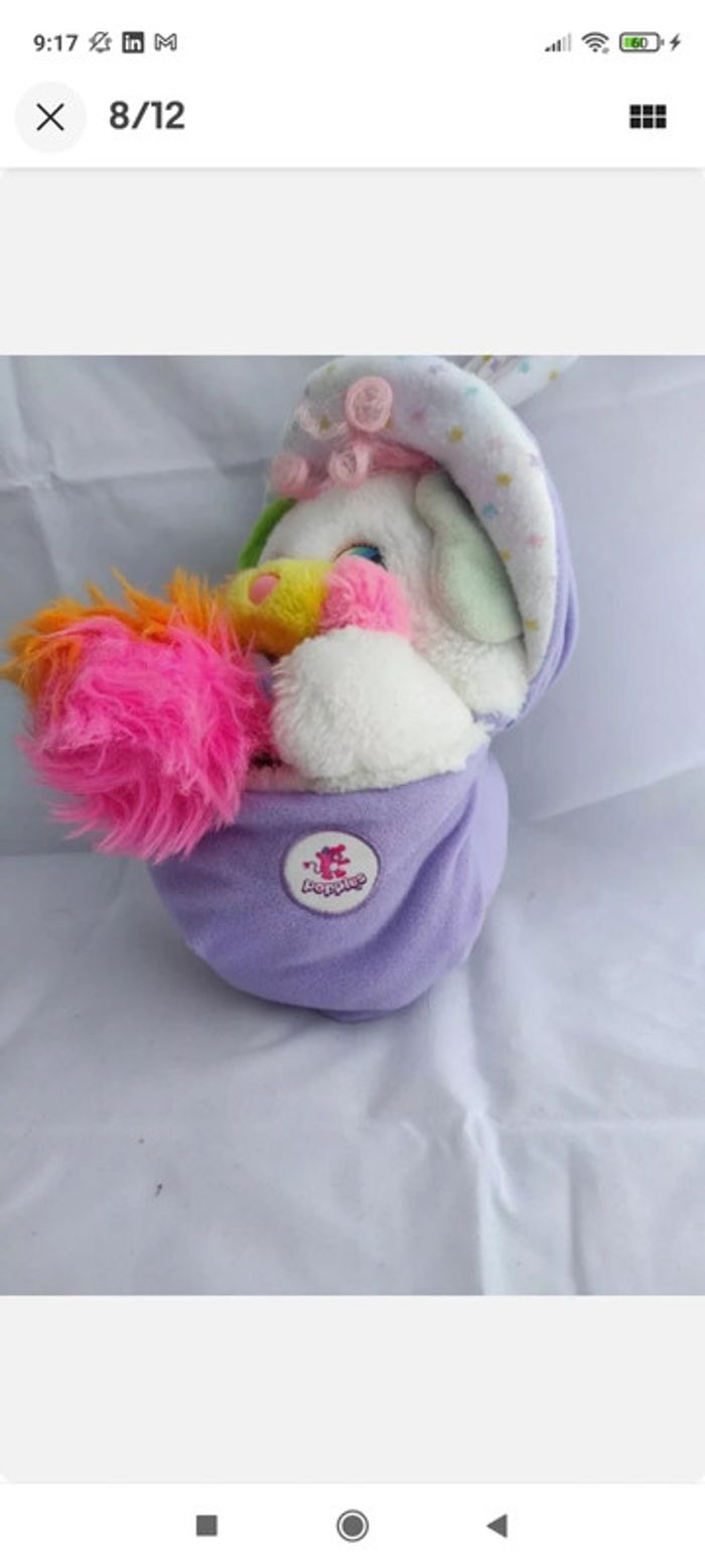 Vintage années 1980 Popples ~ Bébé Bibsy Popple with baby bottle biberon - photo numéro 8