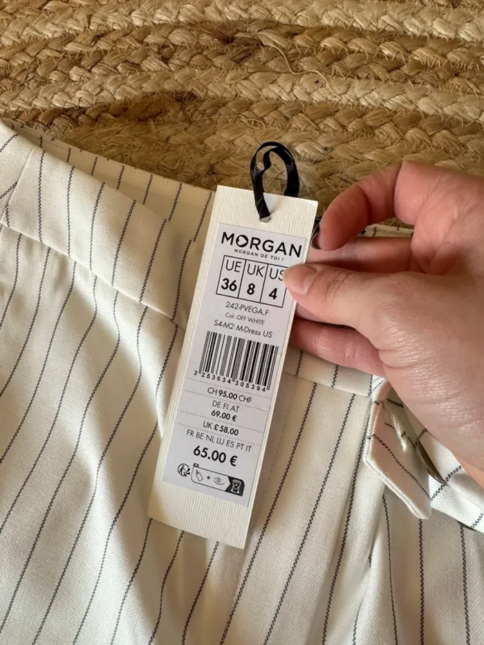 Pantalon Morgan blanc rayé bleu taille 36 neuf - photo numéro 6