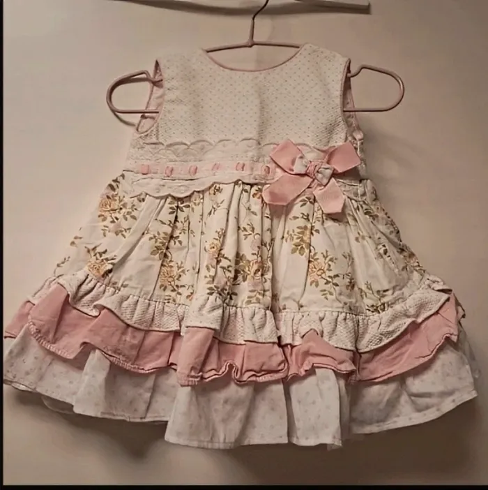 Robe volants princesse lolita rose nœuds fleurs