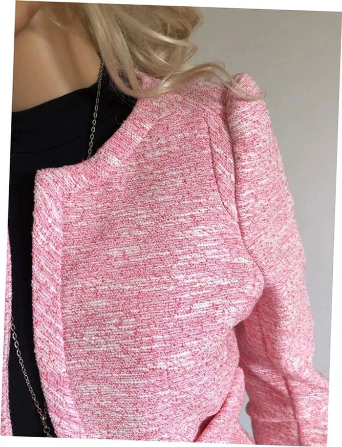 Veste de tailleur rose et blanche neuve Morgan taille 38 (valeur 79€) - photo numéro 6