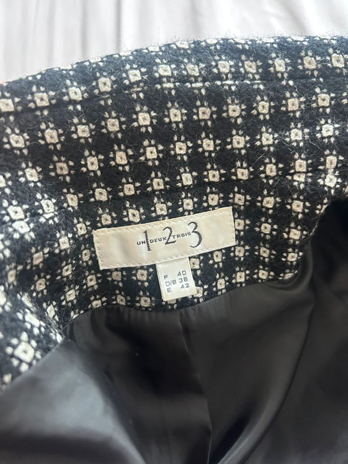 Veste Un Deux Trois – Taille 40 Motif pied-de-poule moderne | Détails simili cuir | Zip central - photo numéro 8