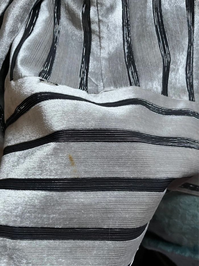 Veste blazer rayures noires et argentées en velours - photo numéro 19