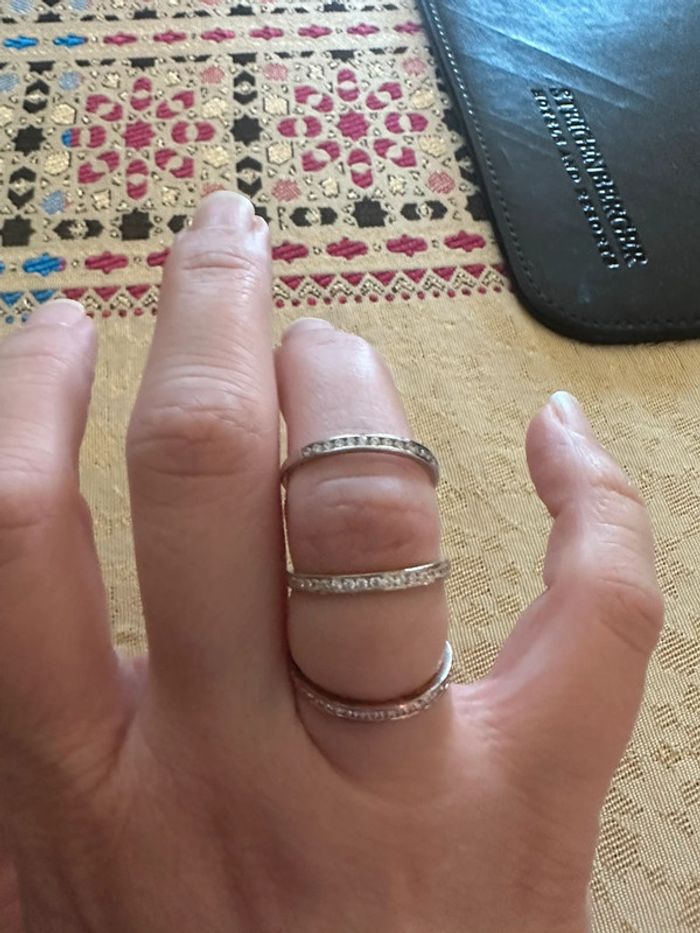 Lot de 3 anneaux fins en argent taille 52 - photo numéro 2