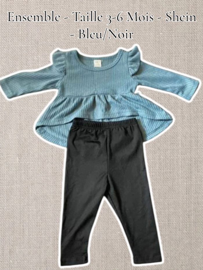 Ensemble - Taille 3-6 Mois - Shein - Bleu/Noir