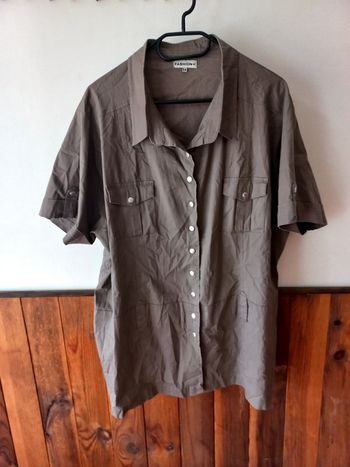 Chemise manches courtes marron