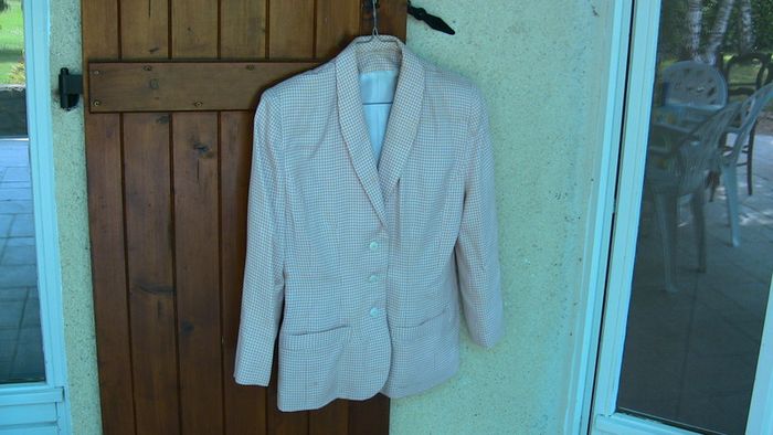 Veste blazer vichy saumon et blanc Taille 38/40 Faite par une couturière - photo numéro 2