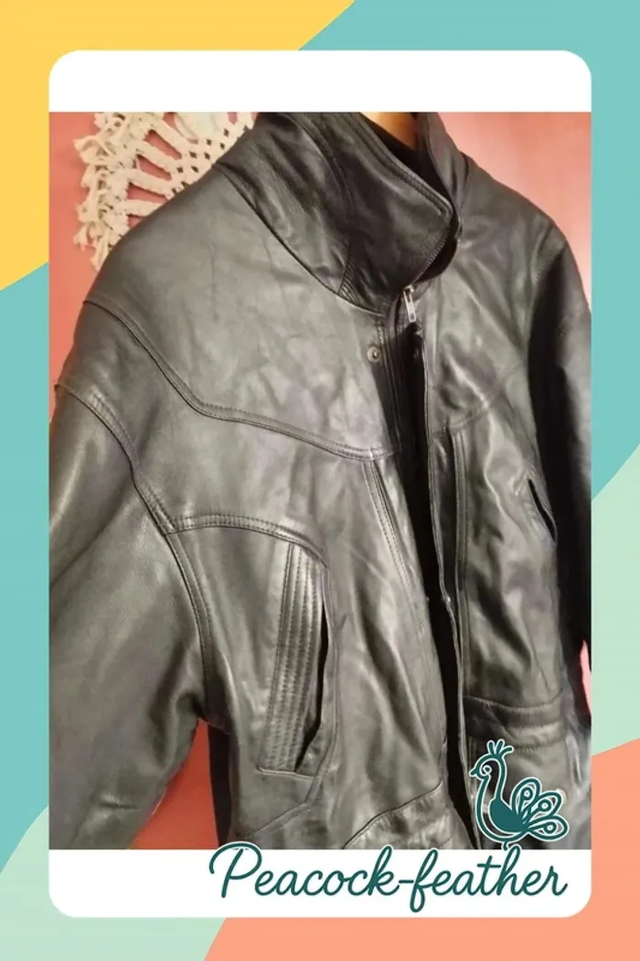 Veste cuir véritable homme noir 56 - photo numéro 3