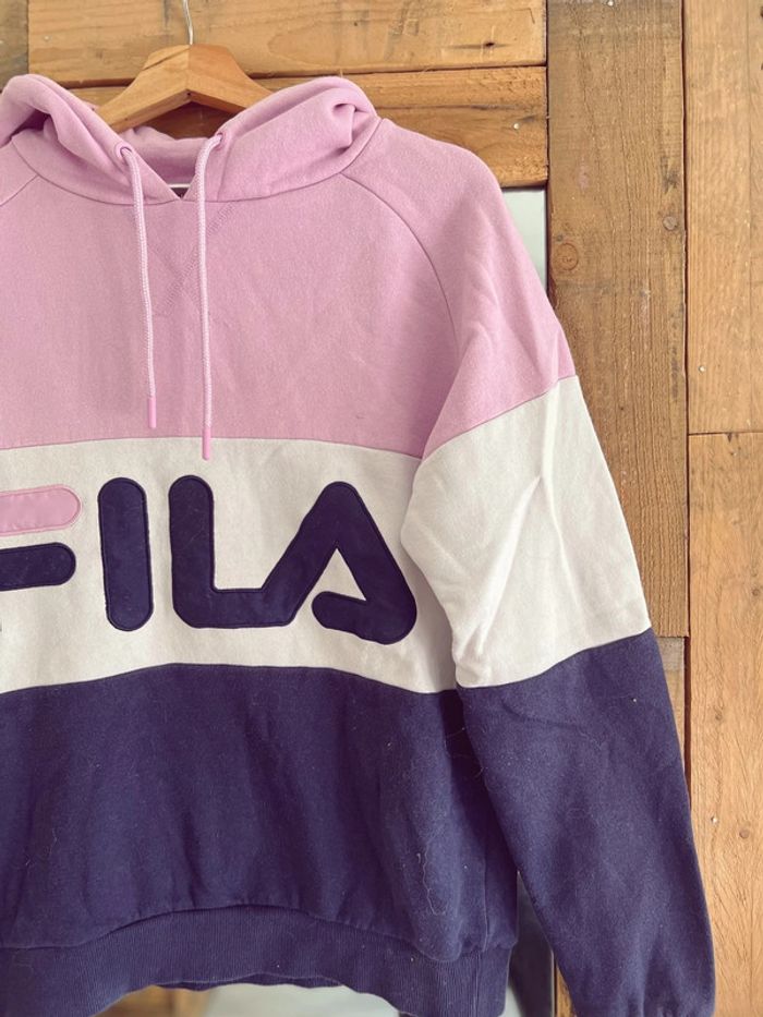 Sweat-shirt femme fila rose, blanc et bleu - photo numéro 3