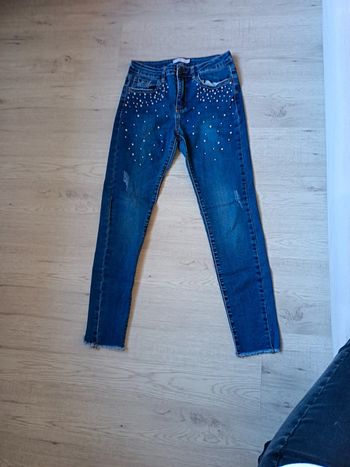 Pantalon jeans slim T36 S femme perle tbe gemo